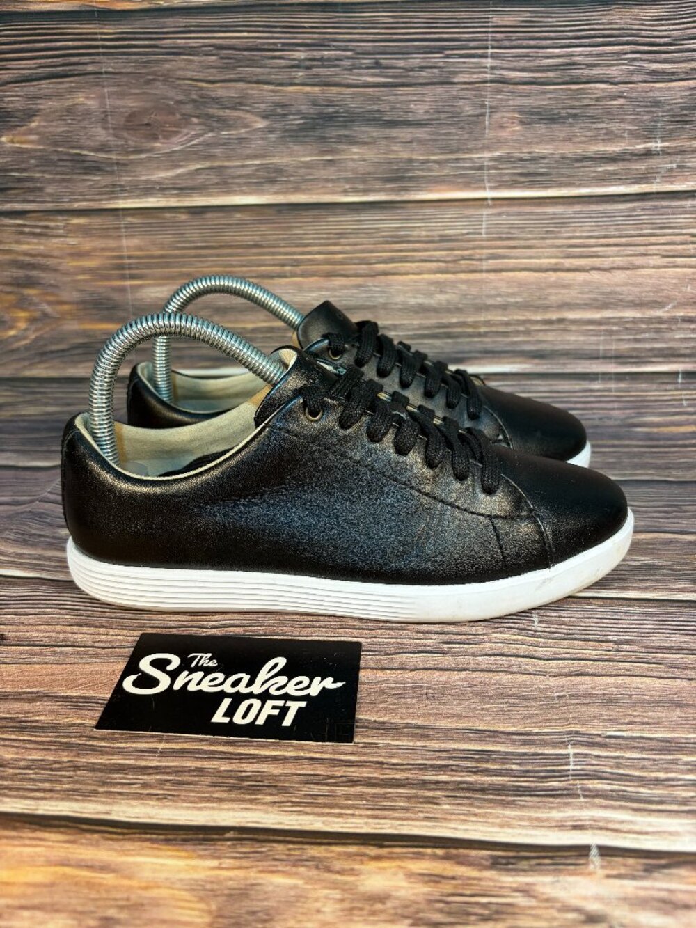 Cole Haan Women's Grand Crosscourt Sneakers Black Leather Shoes Sizeโ 6.5